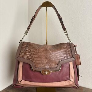 Coach Madison Pinnacle Colorblock Shoulder Bag Alligator Embossed